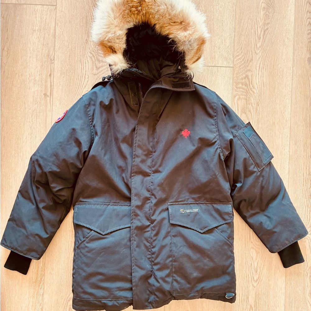 Canada Goose Heli Arctic Black Parka with Fur Trim M medium vintage
